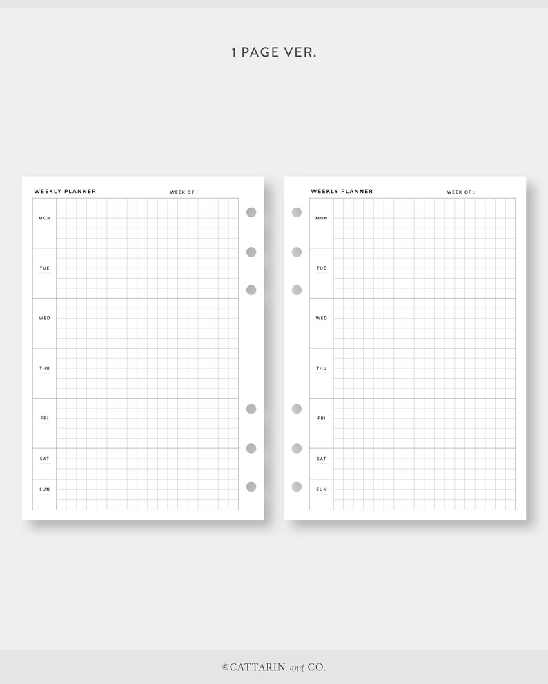 Personal Wide, Undated Weekly Planner Grid Paper | Week on Two Pages ...
