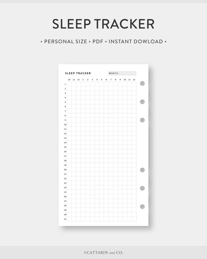 Personal, Sleep Tracker Printable Monthly Sleep Log, Emotional Journal
