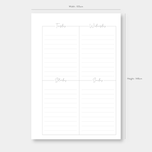 A6, Weekly Planner Printable | Week on Two Pages Wo2p | Undated ...