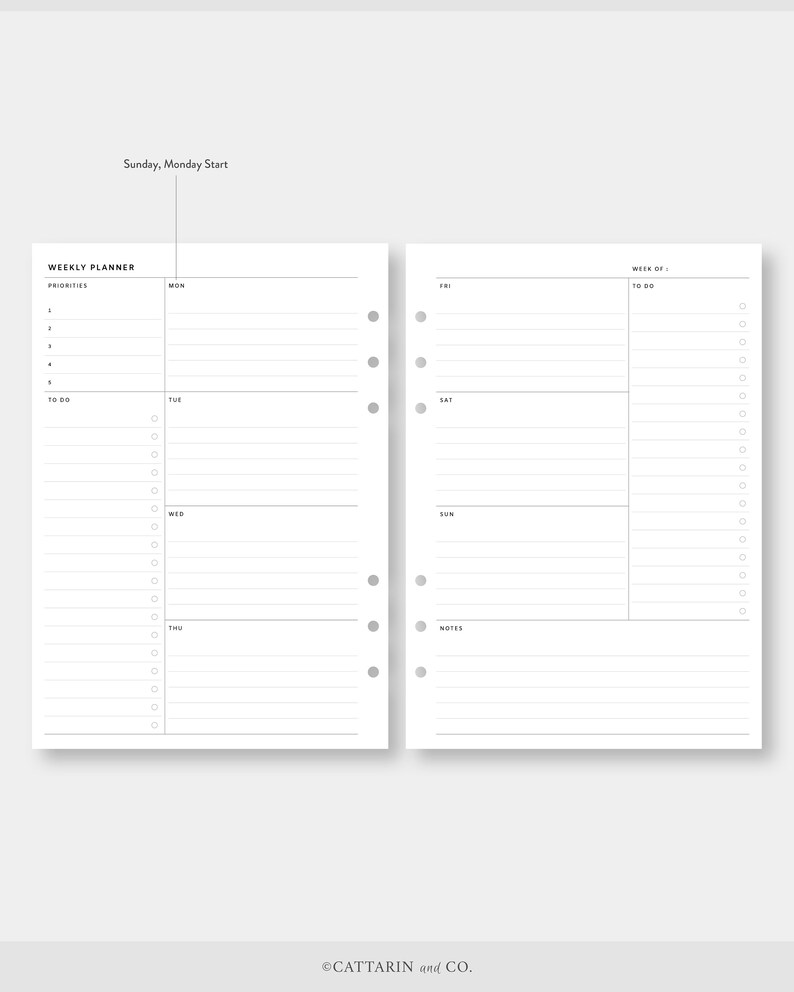 A5 Weekly Planner Printable Week on Two Pages Effective | Etsy