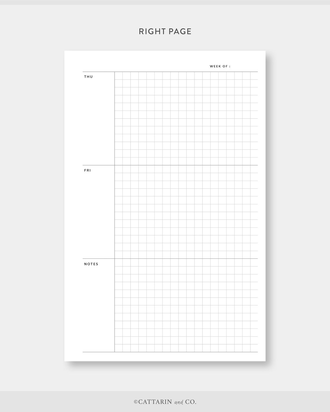 Half Letter, 5 Days Weekly Planner Printable Monday Friday, Grid Week ...