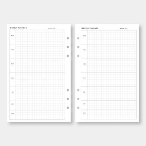 Half Letter Undated Weekly Planner Grid Paper Week on Two - Etsy
