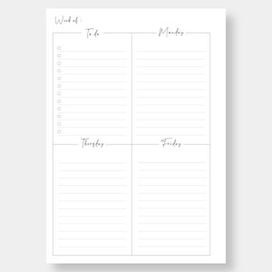 A5, Weekly Planner Printable | Week on Two Pages Wo2p | Undated ...
