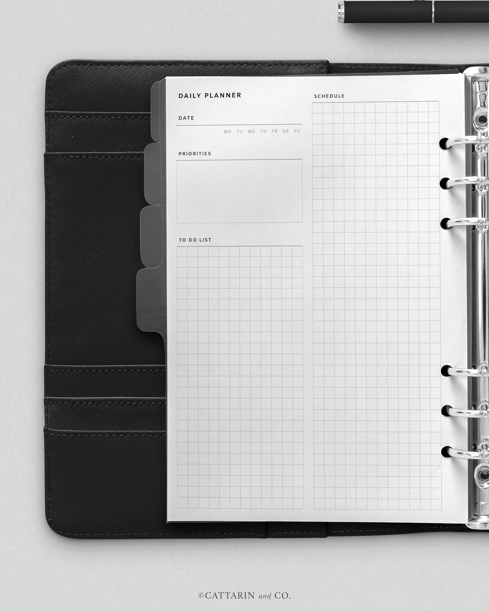 A5 Undated Daily Planner Printable Grid Paper Day on Two Etsy