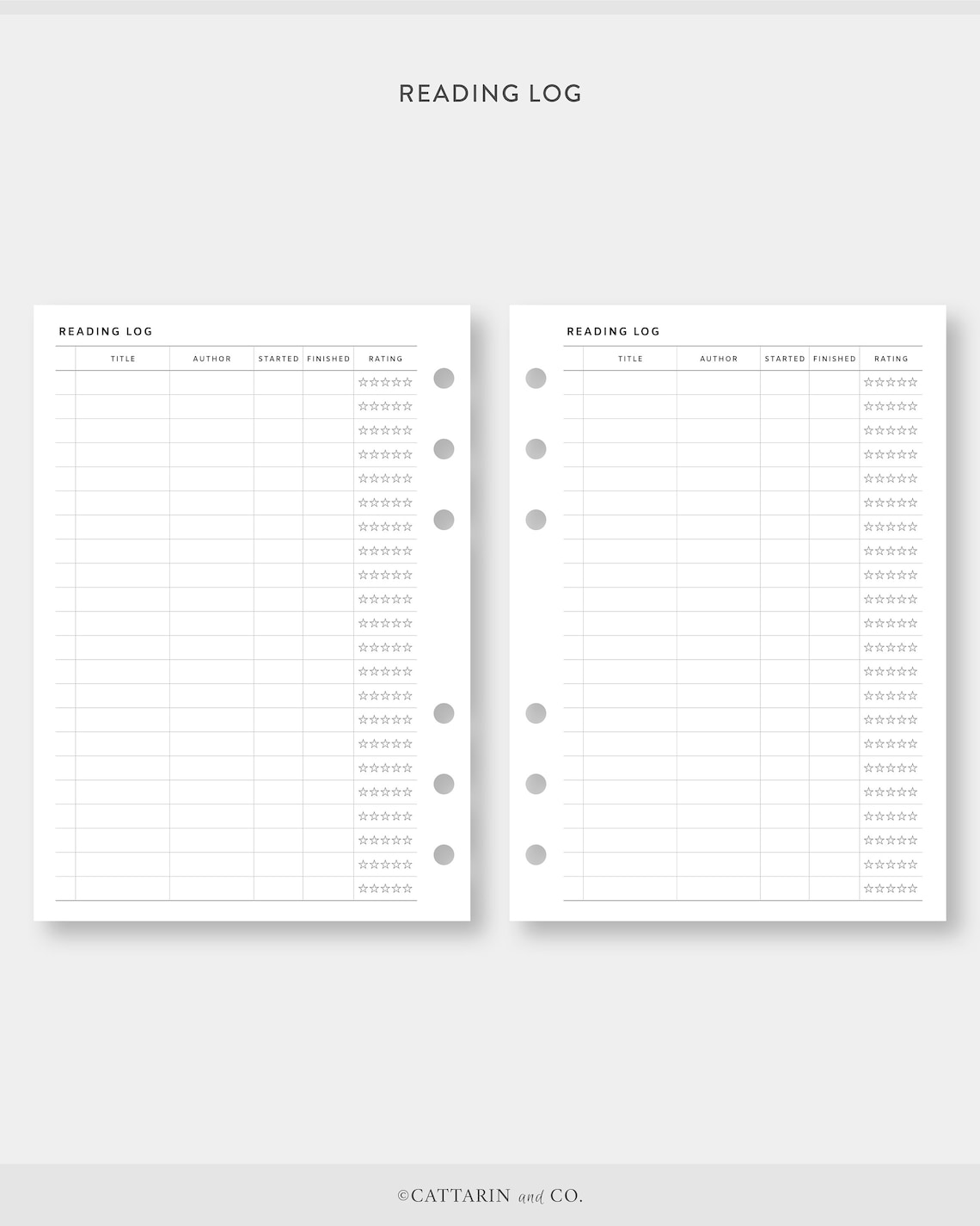 A6, Reading Journal, Log Printable Set Book Review, List Simple ...