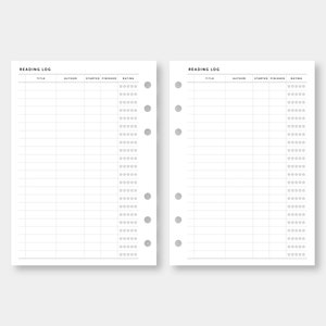 A6, Reading Journal, Log Printable Set | Book Review, List | Simple ...