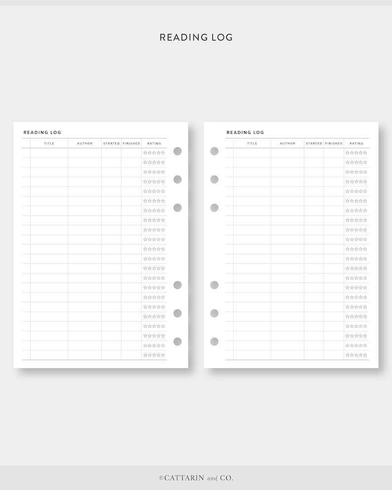 A6, Reading Journal, Log Printable Set | Book Review, List | Simple ...