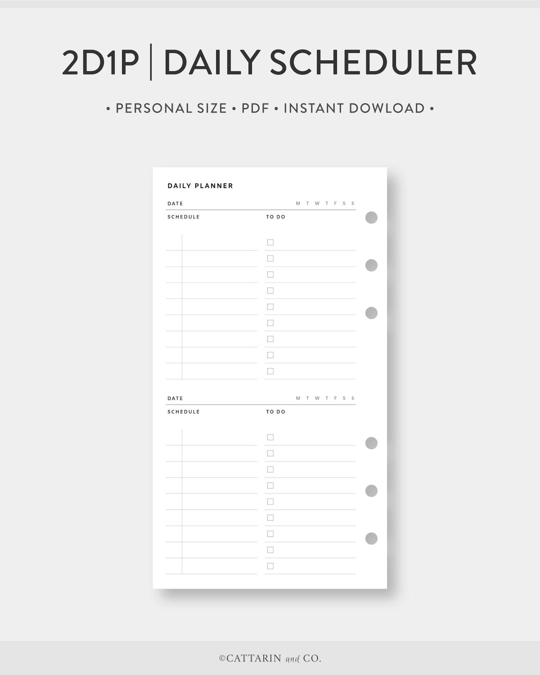 Personal, 2D1P Daily Planner Printable | Schedule, Effective to Do List ...