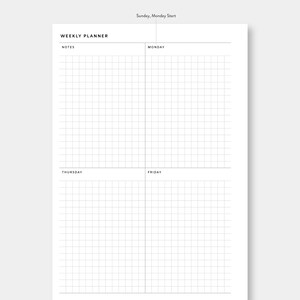 A5, Weekly Planner Printable | Vertical Grid | Week on Two Pages ...