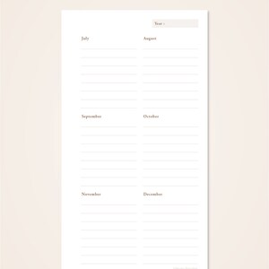 Personal, Yearly Overview Printable Year on Two Pages Year at a Glance ...