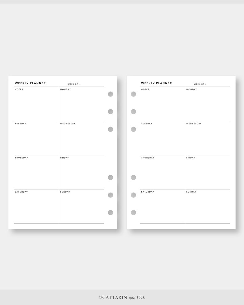 A6, Minimalist Weekly Planner Printable | Week on One Page | WO1P ...