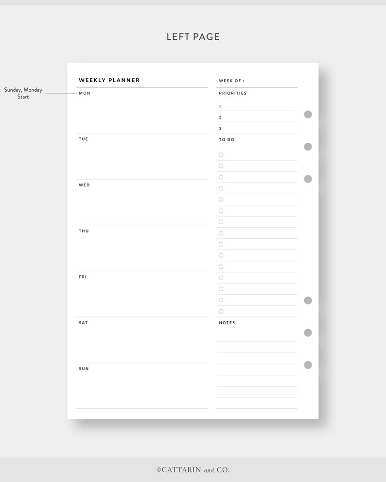 A5, Weekly Planner Printable | Minimalist to Do, Task List | WO1P ...