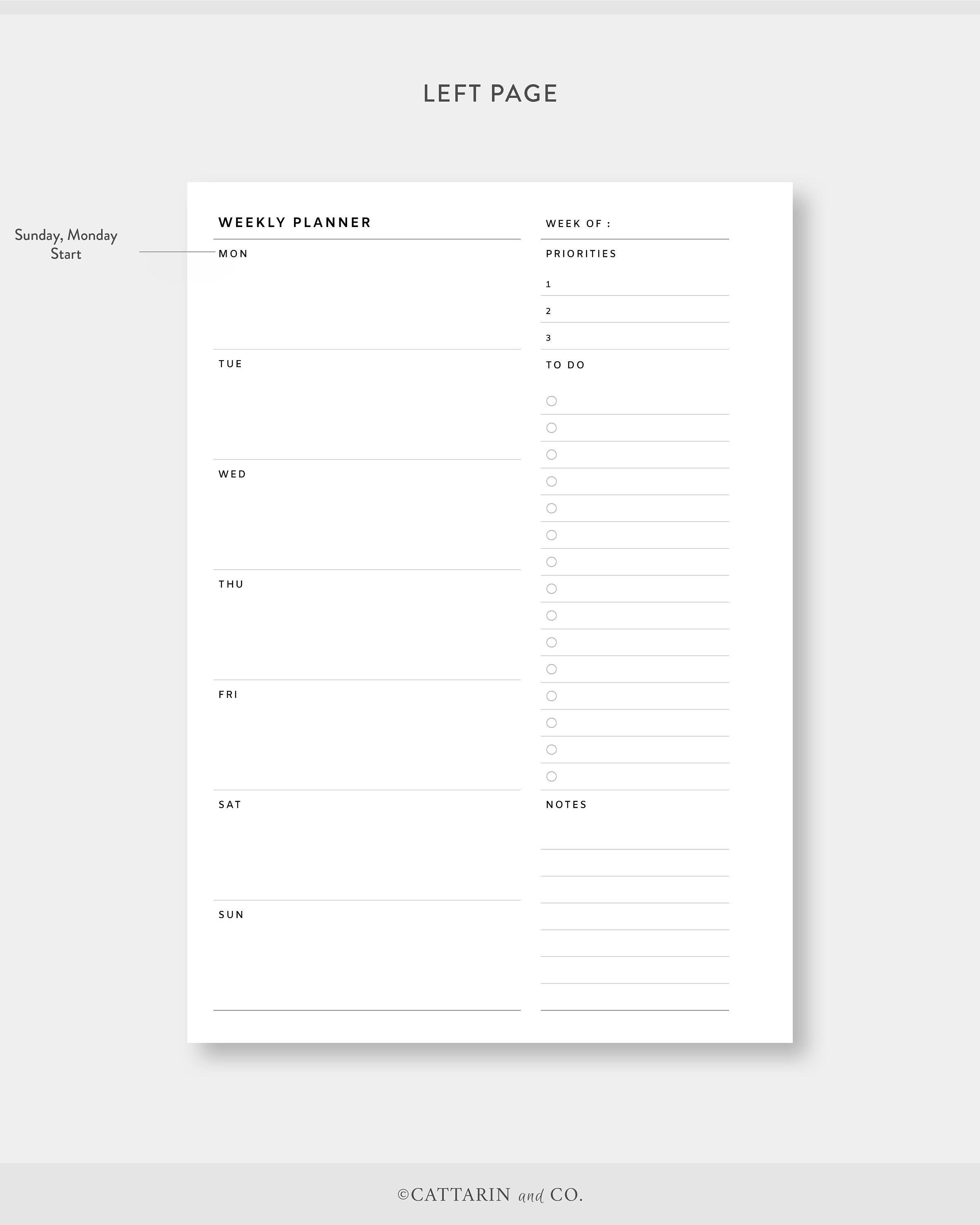 Personal Wide, Weekly Planner Printable | Minimalist to Do, Task List ...