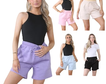 Damen Fleece gefütterte Shorts Damen weich Laufen Gym Jogger Sommer Loungewear Sweat kurze Hose Reisen Urlaub