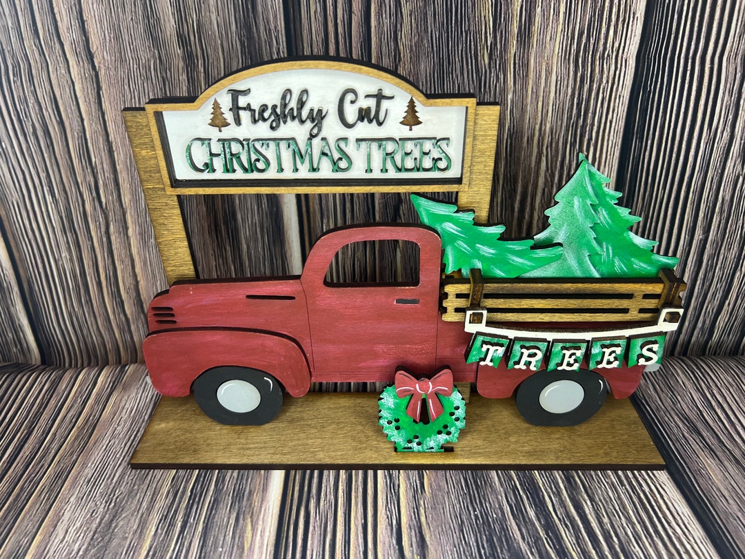Christmas Trees Interchangeable Truck, Christmas Vintage Truck, Farm