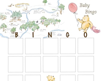 Printable Baby Shower Bingo Game, Winnie the Pooh