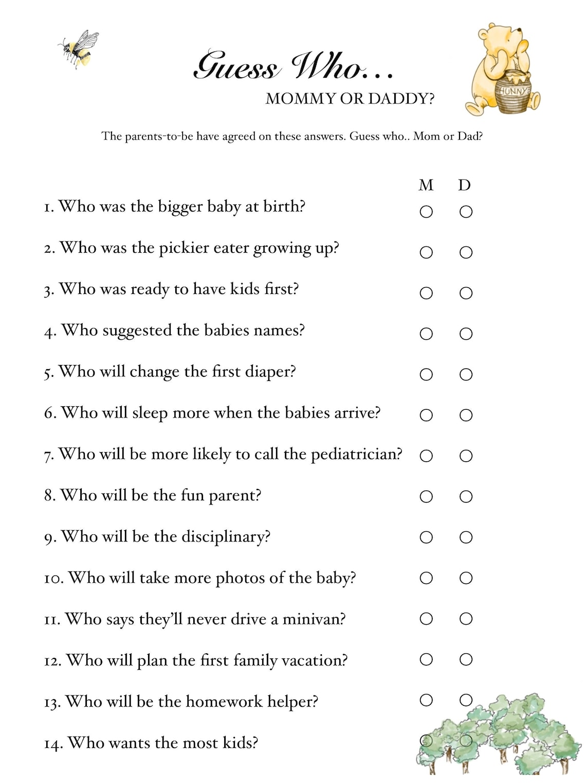 Printable Guess Who Baby Shower Game Winnie the Pooh Etsy