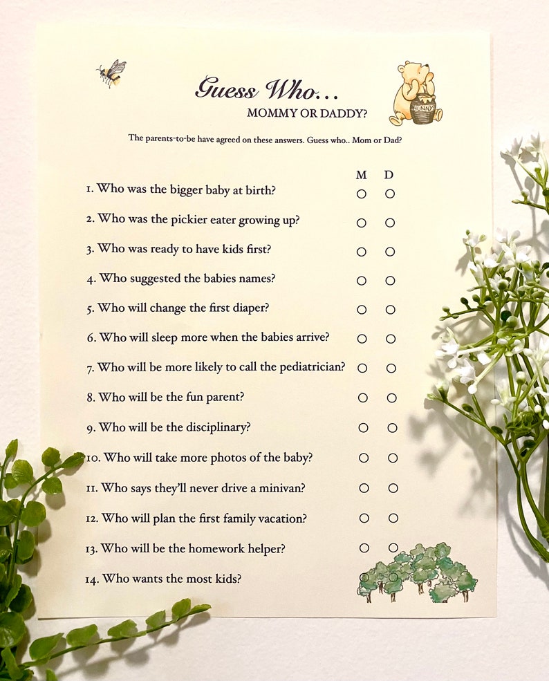Printable Guess Who Baby Shower Game - Winnie the Pooh - Etsy