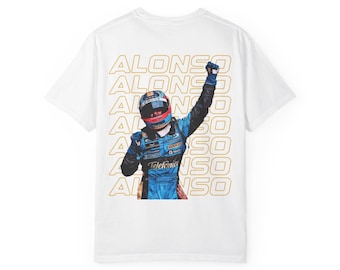 Fernando Alonso Retro Renault Formula 1 Unisex Garment-Dyed T-Shirt