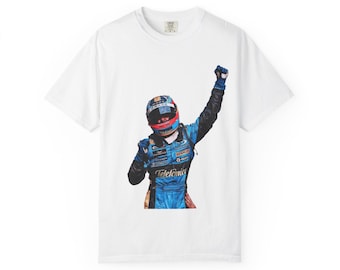 Fernando Alonso Champion Racing T-shirt, Motorsport Fan Apparel, Garment-Dyed Tee