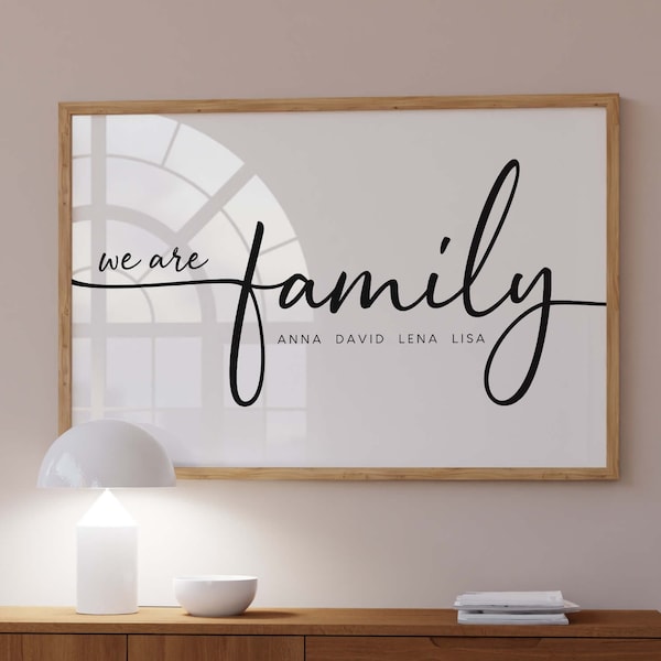 Familienposter mit Namen - Premium Poster Print - We are family - Wandbehang Deko - Familie Family Ailem - Plakat Kunstdrucke Bild Geschenk