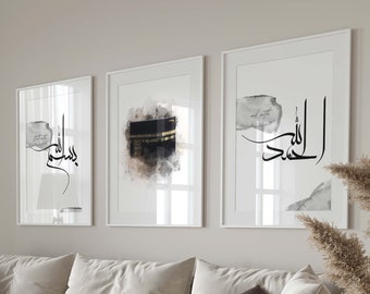 Set of 3 Islam Posters - Islamic Wall Art - Bismillah - Islamic Wall Art - Art Prints - Wall Decoration - Pictures Living Room - Wall Hanging Print