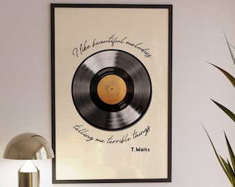 I like beautiful melodies, telling me terrible things - Retro Music Quote Poster - Plaque - Pictures Living Room - Premium Photo Paper Matte