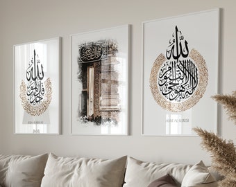 3x Islam Poster Set - Islamic Wall Art Calligraphy Art Islamic Wall Art - Wall Decoration - Pictures Living Room - Wall Hanging Print
