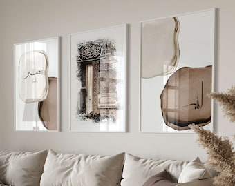 3x Islamic Poster Set - Islamic Wall Art Calligraphy Art - Wall Decor - Living Room Pictures - Wall Hanging Print