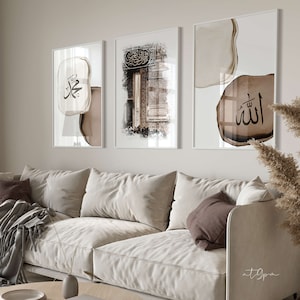3x Islam Poster Set - Allah Dua Sabr Islamic Wall Art Calligraphy Art Islamic Wall Art - Wall Decoration Pictures Living Room Wall Hanging Print