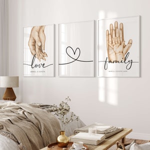 Descarga digital 3x Carteles personalizados con nombres carteles familiares decoración colgante de pared cartel de amor de boda nacimiento de bebé archivo JPG imagen 5