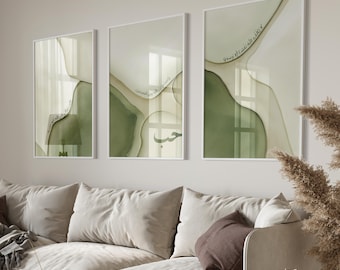 Set of 3 Islamic Art Posters - Quran Verses - Islamic Wall Art Calligraphy Abstract - Living Room Wall Decor - Premium Paper