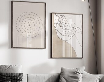 Set of 2 Posters - Islamic Wall Art - Asmaul Husna - Allah - Dua Praying Hand Line Art - Print - Wall Pictures Quran - Premium Photo Paper matte