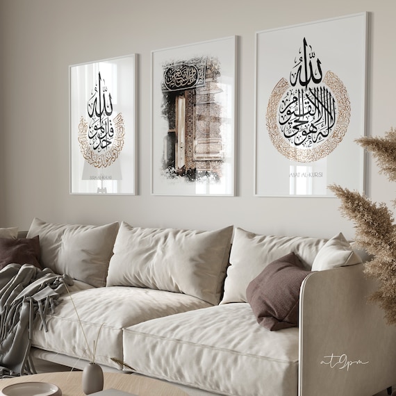 3x Islam Poster Set - Islamische Wandbilder Kalligrafie Kunst Islamic Wall Art - Wanddeko - Bilder Wohnzimmer - Wandbehang Print