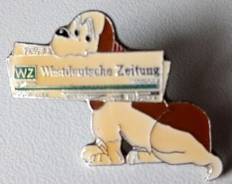 Comic dog newspaper pin – WZ Westdeutsche Zeitung – epoxy – 1994 – 1.14×0.91 in