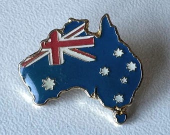 Australian map & flag pin – rare enamel piece