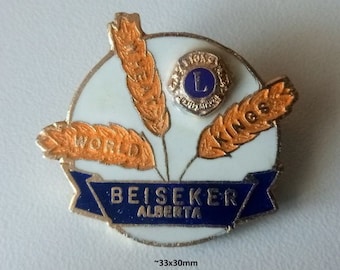 LIONS INTERNATIONAL Brooch - Beiseker Alberta, Wheat Ears Motif, Enamel