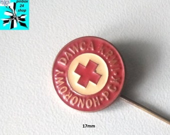 Honorary Blood Donor Polish Red Cross Pin - Enamel