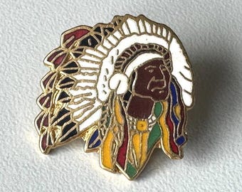 Rare Native American pin – enamel headdress motif collectible