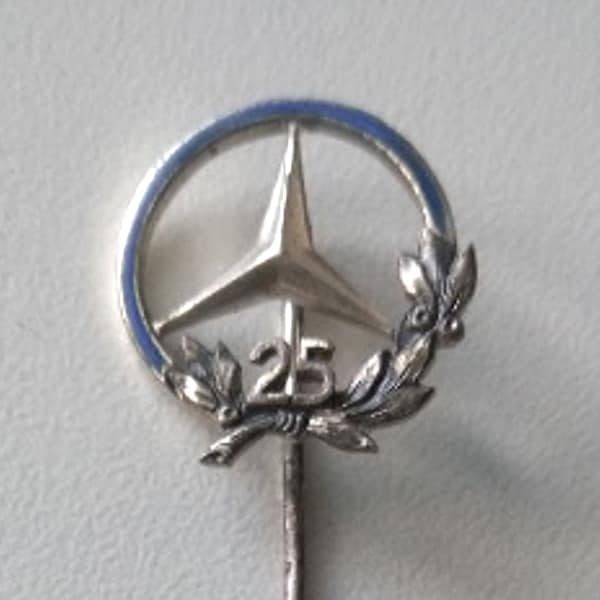 Mercedes-Benz 25 Jahre Anstecknadel emailliert blau 800 Silber 1930er Jahre