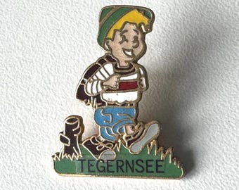 Rare Tegernsee Souvenir – Enamel Hiking Pin in Classic 1990s Style