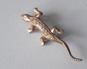 Vintage Lizard Brooch - Sparkling Elegance of the 80s