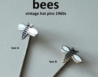 Choose bee motif badge pins enameled 1960s