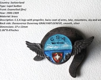 A badge with history - antique aviation badge Switzerland lapel button around 1900