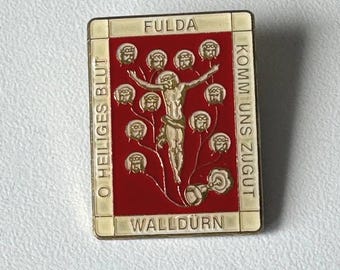 1980s Wallduern Holy Blood Brooch – Fulda pilgrimage enamel-style badge