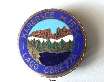 Lake Carezza in Enamel – Vintage Brooch with Alpine Charm