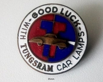 Enamel brooch with a story: TUNGSRAM Car Lamps