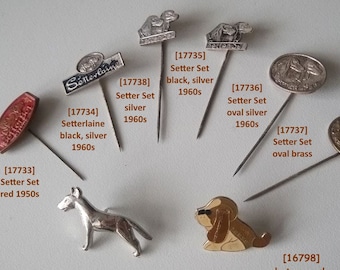 Dog lapel pins and pins from the 1960s to 1990s