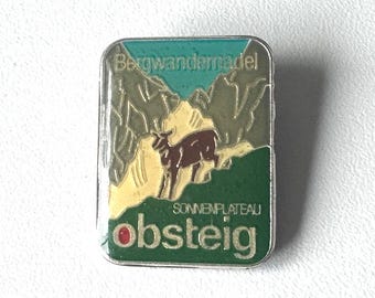 Sonnenplateau Obsteig Hiking Badge – 1970s Epoxy Brooch