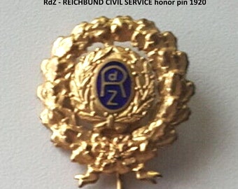 Golden honorary lapel pin of the RdZ – Reichsbund der Zivildienstberechtigten, circa 1920s